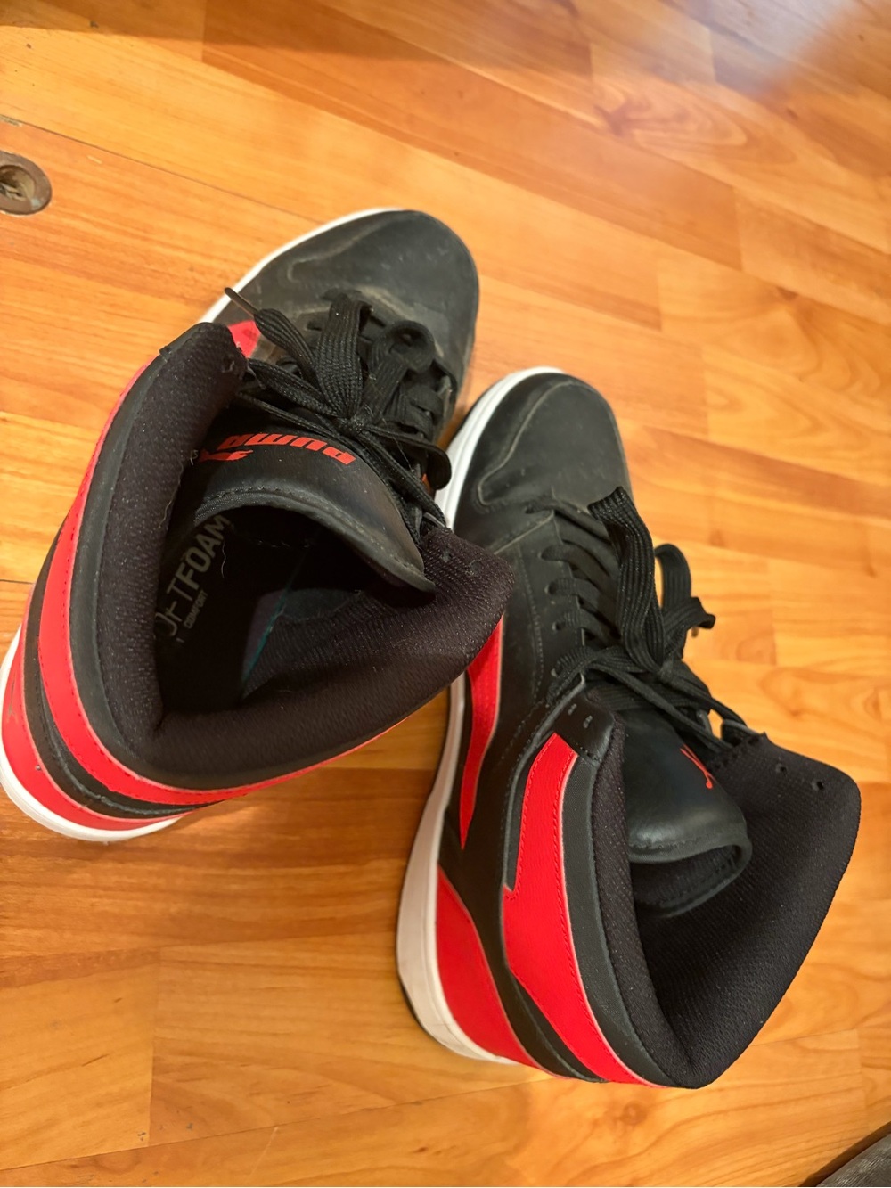 Puma Black and Red High-Top Sneakers